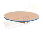 Blat stołu bukowego okrągłego, śr. 100 cm - obrzeże niebieskie