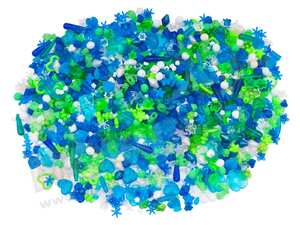 Plastikowe koraliki niebieskie i zielone, 1000 szt