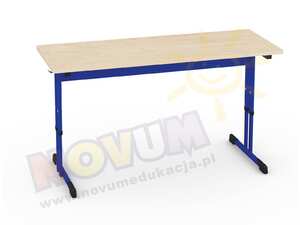 Podwójny niebieski stół regulowany typu C wysokość od 64 do 76 cm