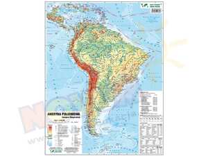 Mapa podręczna Ameryki Południowej fizyczna i polityczna
