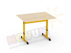 Pojedynczy żółty stół regulowany typu C wysokość od 53 do 64 cm