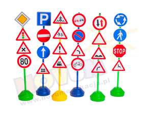 Zestaw znaków drogowych-podstawy