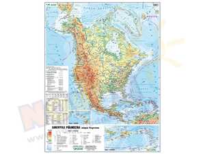 Mapa podręczna Ameryki Północnej fizyczna i polityczna